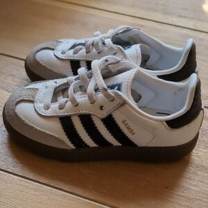 adidas Toddler White Black Samba Sneakers